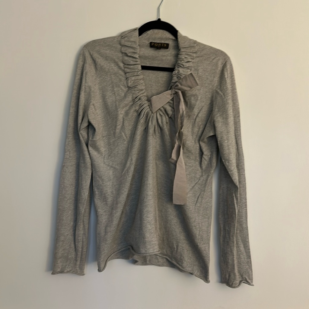 Ports 1961 Knit Top With Scoop Neck Bow Detail